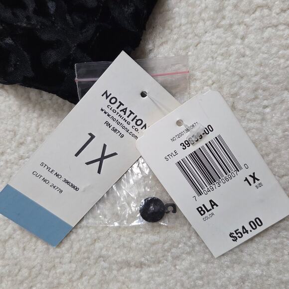 NWT Notations 1X Whimsygoth Witchy Velvet Burnout Tunic Long Sleeve Button Black - Picture 16 of 16